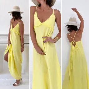 Robe en gaze coton jaune