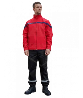 Softshell SSIAP classic rouge bande marine brodée sécurité incendie